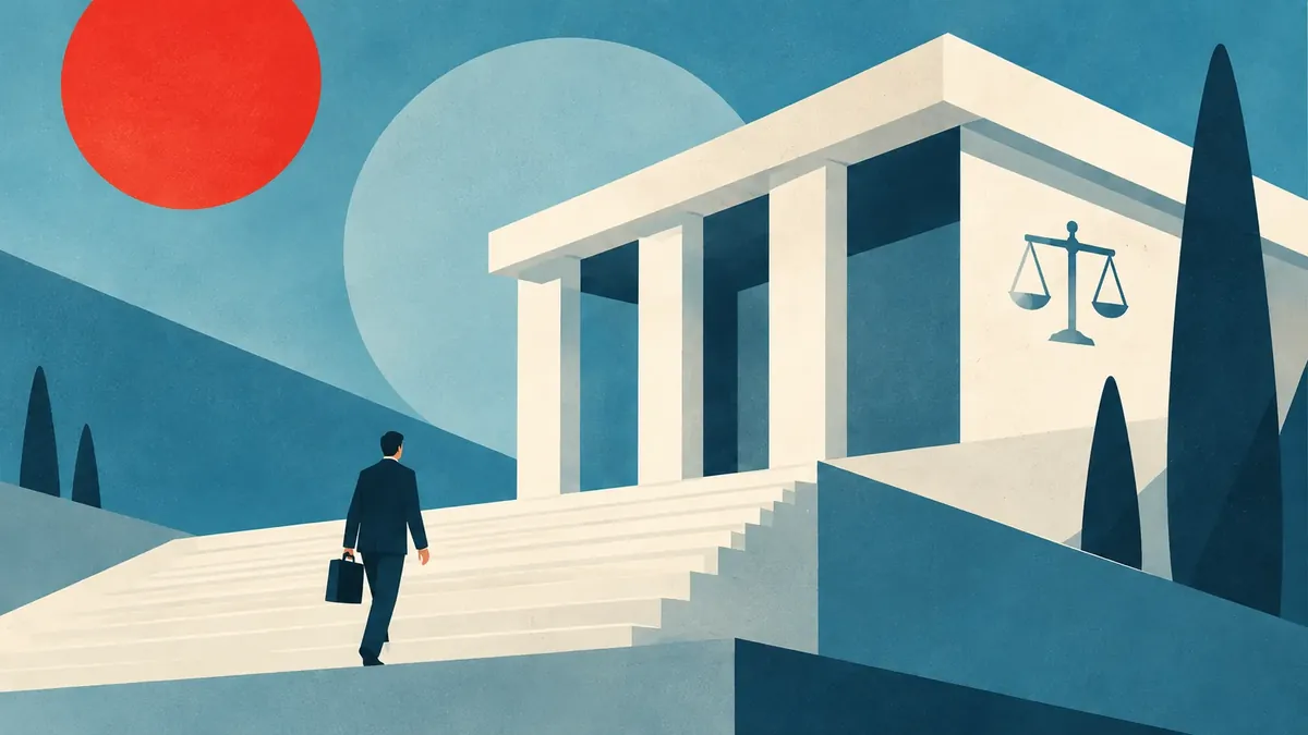 Ilustracija poti proti sodišču v postopku zaradi insolventnosti
