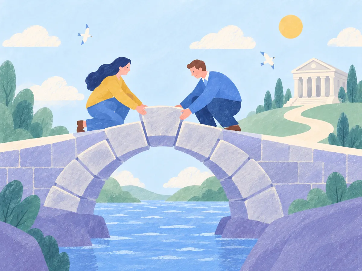 Ilustracija zadnjega kamna v mostu